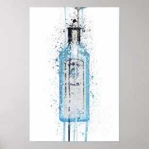 Poster Gin Bottle Wall Art Imprimer 'Ocean Blue'