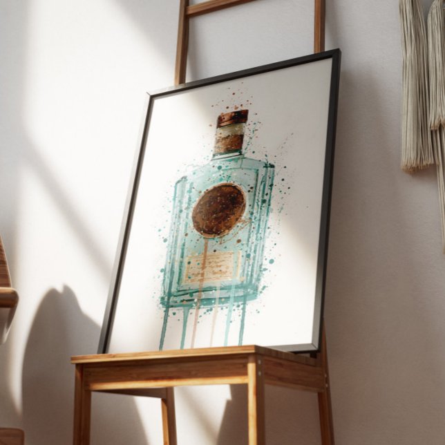 Poster Gin Bottle Wall Art Print Blue (Créateur téléchargé)