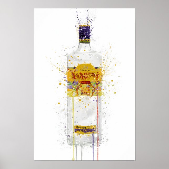 Poster Gin Bottle Wall Art Print 'Dragon' (Devant)