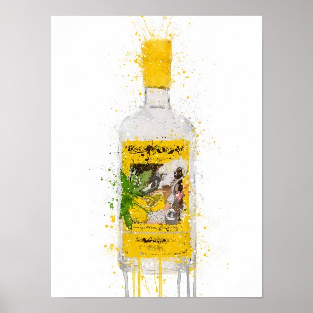 Poster Gin Bottle Wall Art Print 'Zest' (Devant)