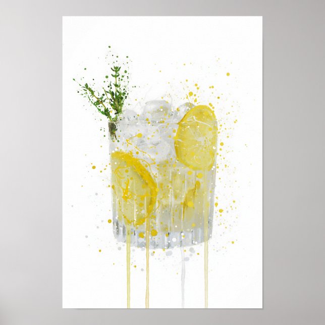 Poster Gin & Tonic 'Citron et Thym' (Devant)