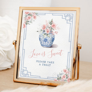 Poster Gingembre rose pâle Jar Chinoiserie L'amour est do