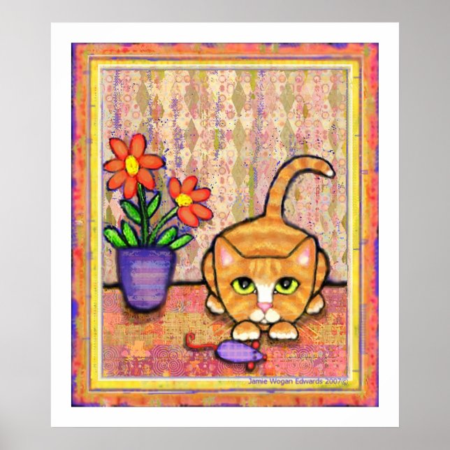 Poster "Ginger Tabby Cat Jouer" (Devant)