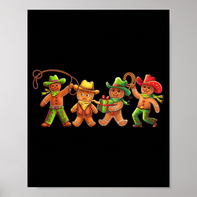 Poster Gingerbread Cowboy Christmas Cookie Baker Western  (Devant)