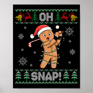 Poster Gingerbread Golf Noël Cookie Oh Snap Santa T-Shirt