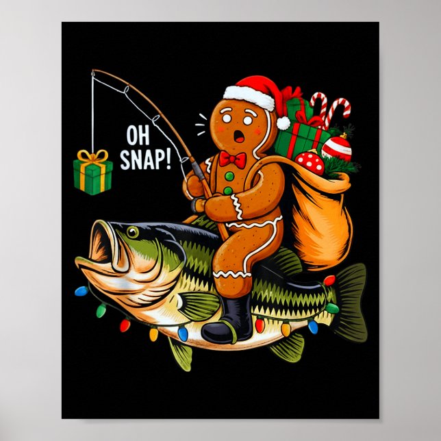 Poster Gingerbread Riding B Fish Christmas Fishing Xmas P (Devant)