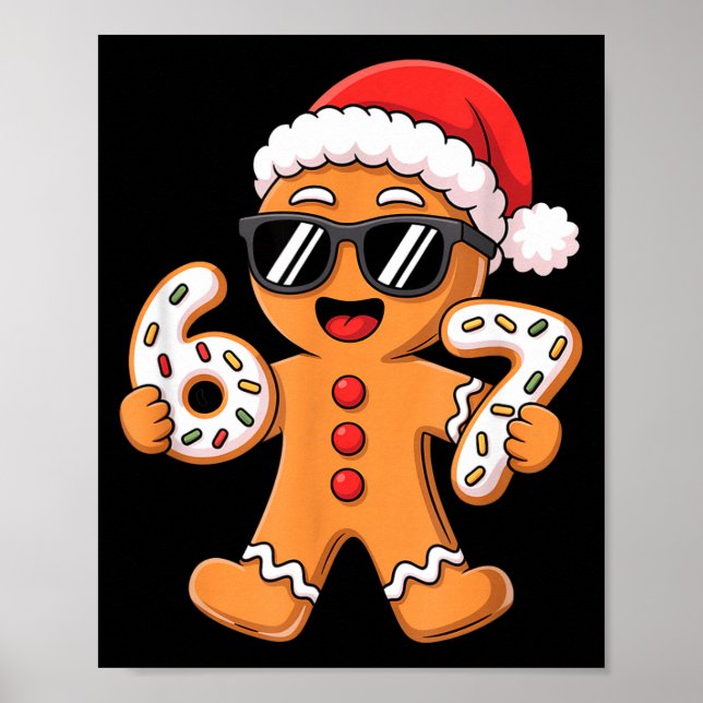 Poster Gingerbread Santa With Sungles Holding 67 Cookies  (Devant)