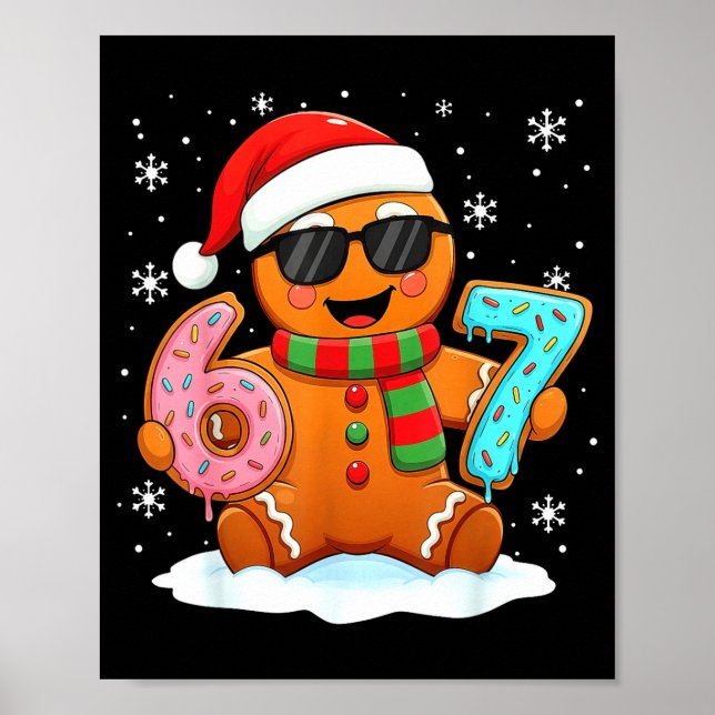 Poster Gingerbread Six Seven Bruh Funny Christmas Meme Si (Devant)