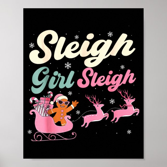Poster Gingerbread Sleigh Girl Nk Funny Christmas Women G (Devant)