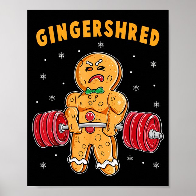 Poster Gingershred Funny Gingerbread Man Gym Bodybuilding (Devant)