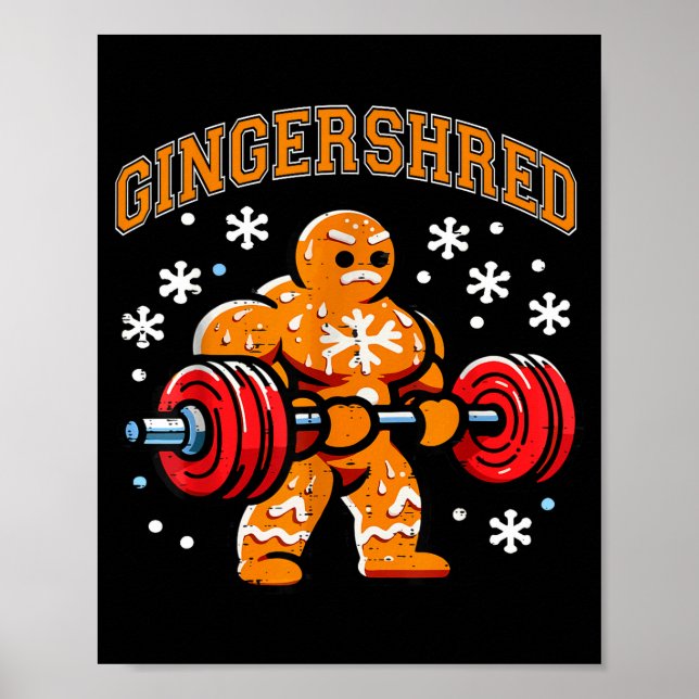 Poster Gingershred Funny Gingerbread Man Gym Bodybuilding (Devant)