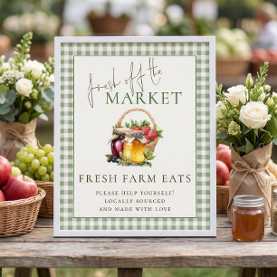 Poster Gingham Frais du marché Ferme Panneau Enterrement 
