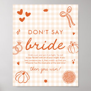 Poster Gingham Orange d'Automne Dessiné à la Main Ne dite