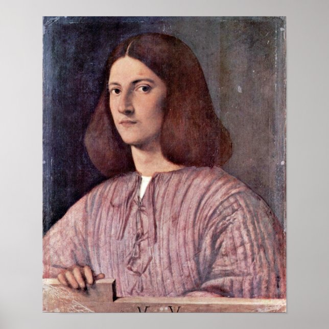Poster Giorgione - Portrait d'un jeune homme (Devant)