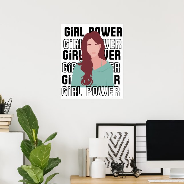 Poster Gir power Portrait féminin habilitant citation (Bureau à domicile)