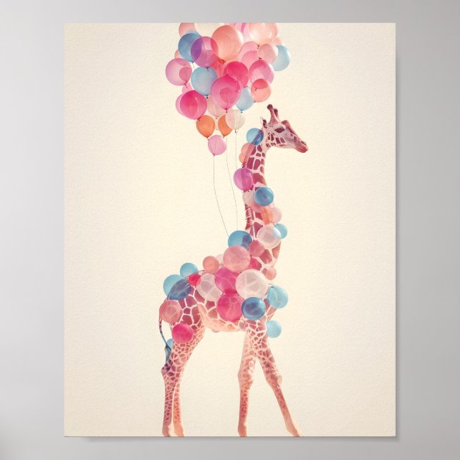 Poster Girafe avec ballons 🎈 (Devant)