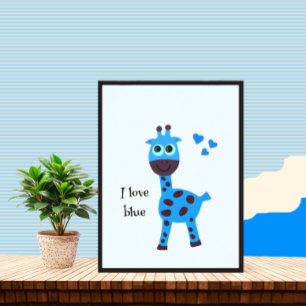 Poster girafe bleue