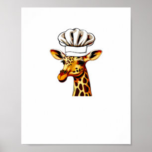 Poster Girafe Chef - Jolie Girafe Dans Un Chapeau De Chef