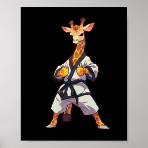 Poster Girafe de karaté combattant d'arts martiaux de Tae