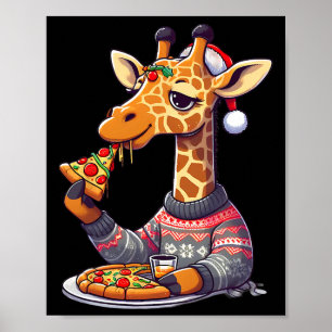 Poster Girafe de Pizza de Noël