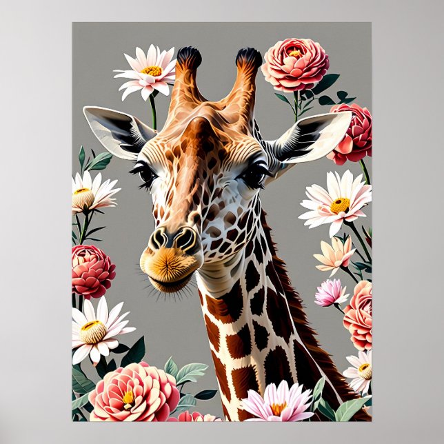 Poster girafe floral (Devant)