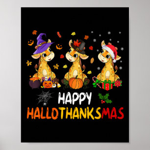 Poster Girafe Hallothanksmas Halloween Thanksgiving Chri