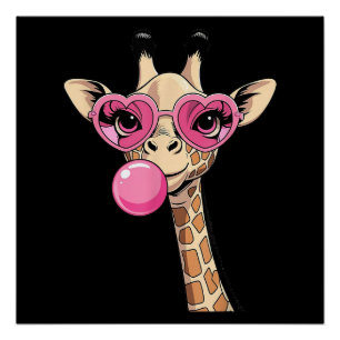 Poster Girafe Mignonne Portant des Lunettes de Soleil en