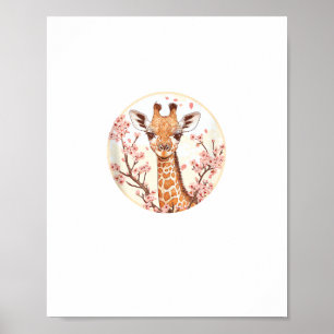Poster Girafe parmi les cerisiers en fleurs Art cercle