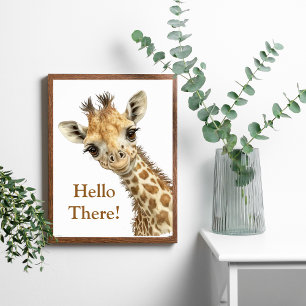 Poster Girafe Personnalisée Jolie Aquarelle Nurserie