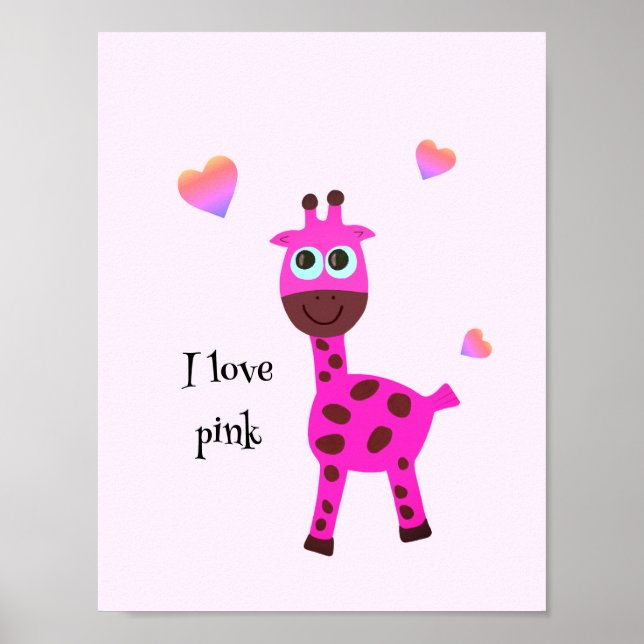 Poster Girafe rose (Devant)