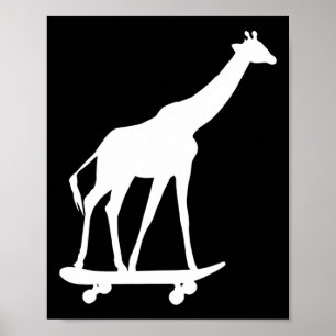 Poster Girafe Skateboarding Planche à roulettes
