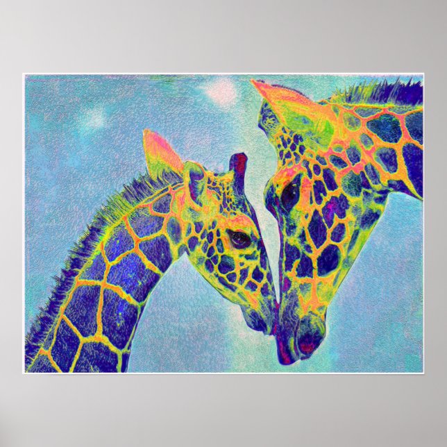 Poster girafes bleues2 (Devant)