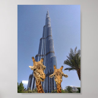Poster Girafes excentriques dans l'œuvre murale du Burj K