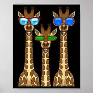 Poster Girafes souriantes portant des Sungles Amusants An