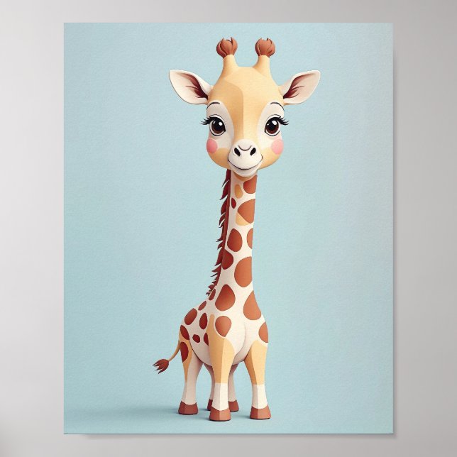 Poster Giraffe adorable - Safari Animal Nursery Wall Art (Devant)