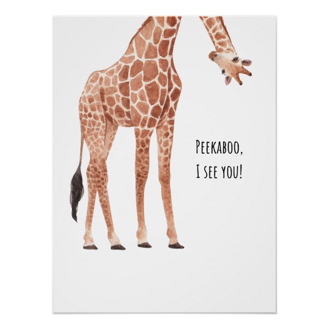 Poster Giraffe Animal Nature Wildlife cute animal (Devant)