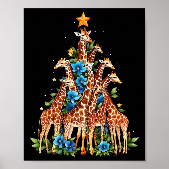 Poster Giraffe Arbre de Noël Cute Amateurs de Giraffe Noë (Devant)