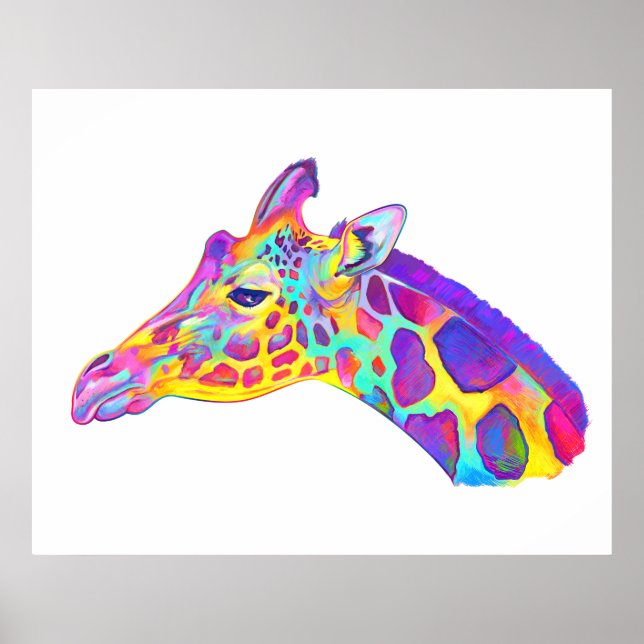Poster Giraffe aux couleurs (Devant)