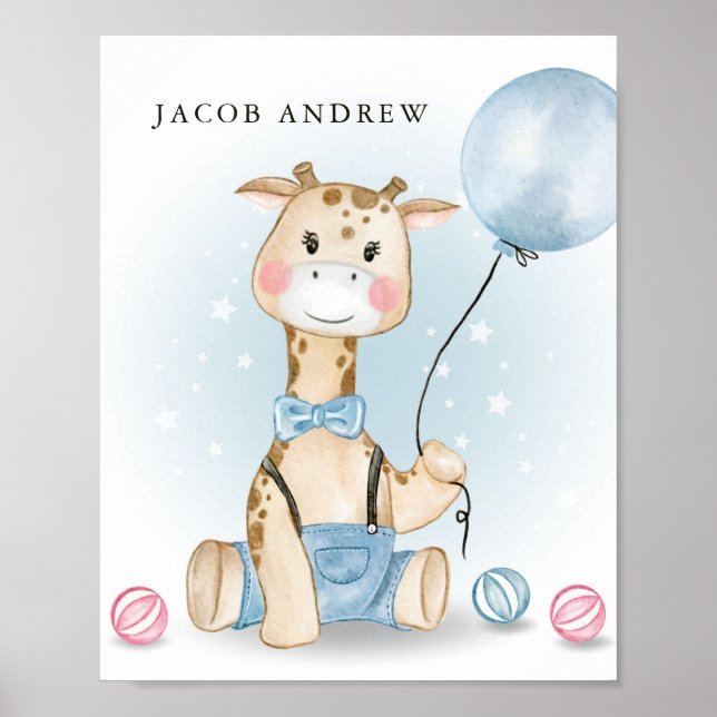 Poster Giraffe Baby Boy Nursery (Devant)