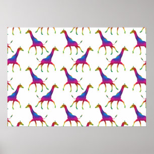 Poster Giraffe de couleur arc-en-ciel