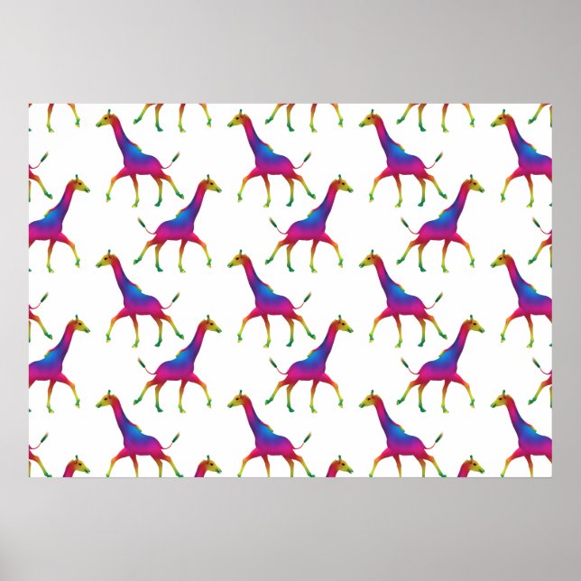 Poster Giraffe de couleur arc-en-ciel (Devant)