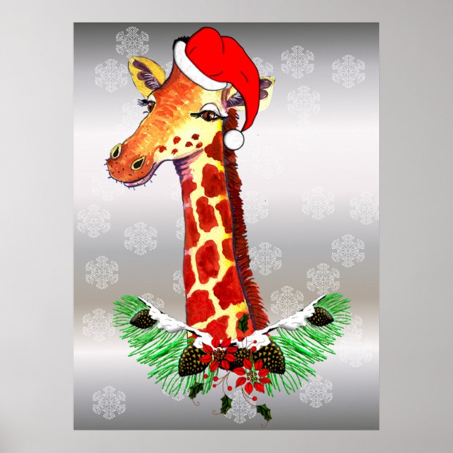 Poster Giraffe de Noël (Devant)
