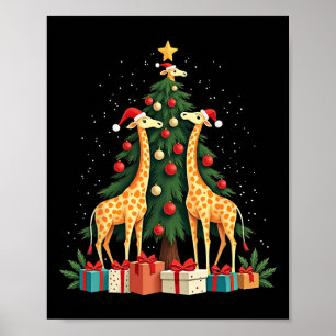 Poster Giraffe de Noël Amateurs de girafe Noël Noël Ho
