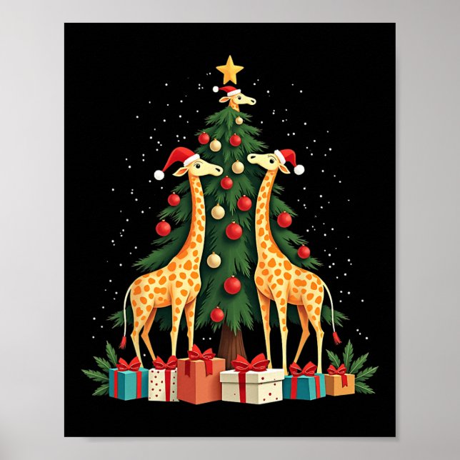 Poster Giraffe de Noël Amateurs de girafe Noël Noël Ho (Devant)