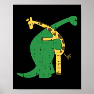 Poster Giraffe Dinosaur Hug Love Dino Animaux Safari Hall