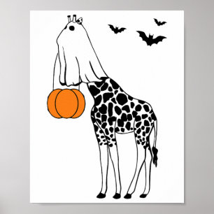 Poster Giraffe Halloween Drôle Halloween Costumes de tenu
