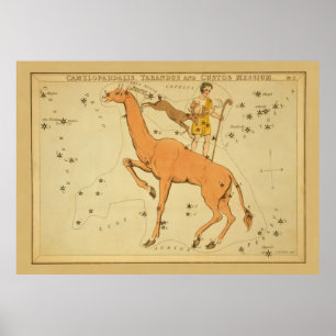 Poster Giraffe - Image de la carte astronomique Vintage
