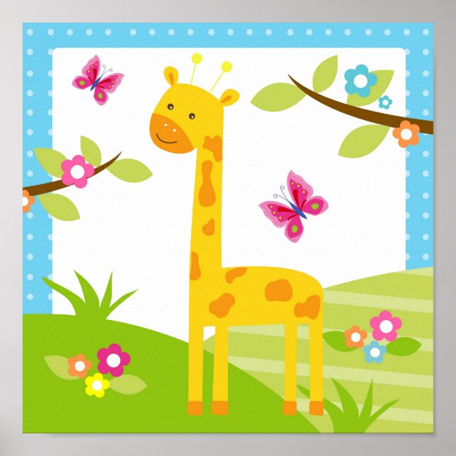 Poster Giraffe Jungle Animal Nursery Mur Art Imprimer (Devant)