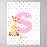 Giraffe Jungle Nom personnalisé Fille Baby Nursery