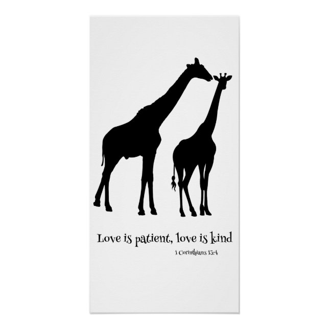Poster Giraffe L'amour est patient, l'amour est nature (Devant)
